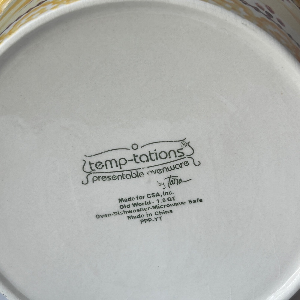 Yellow Floral Temptations Ceramic Casserole Dish with Metal Holder - Picture 4 of 4